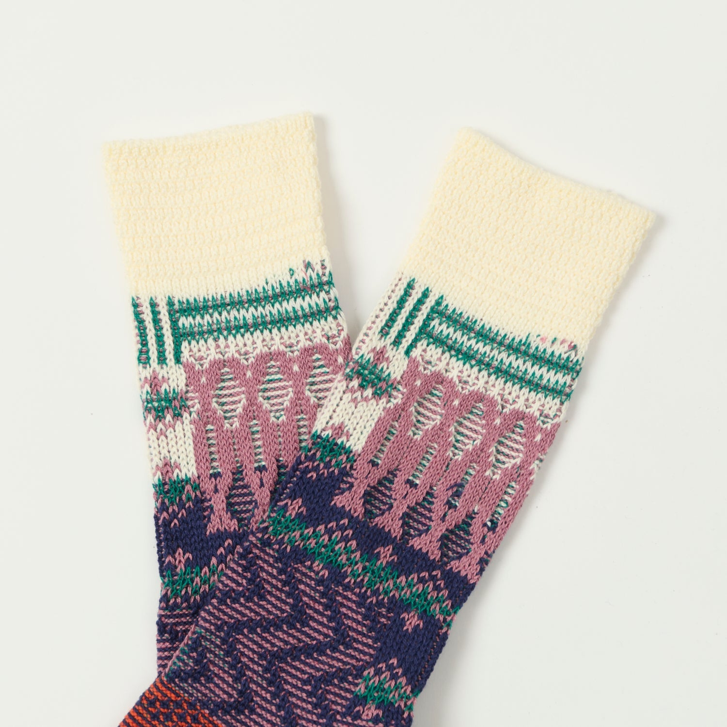 Anonymous Ism Multi Links Jacquard Crew Sock - Ivory