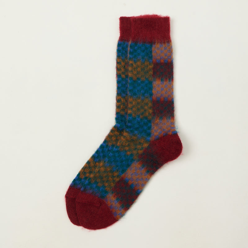 Anonymous Ism Napping Checker Crew Sock - Wine