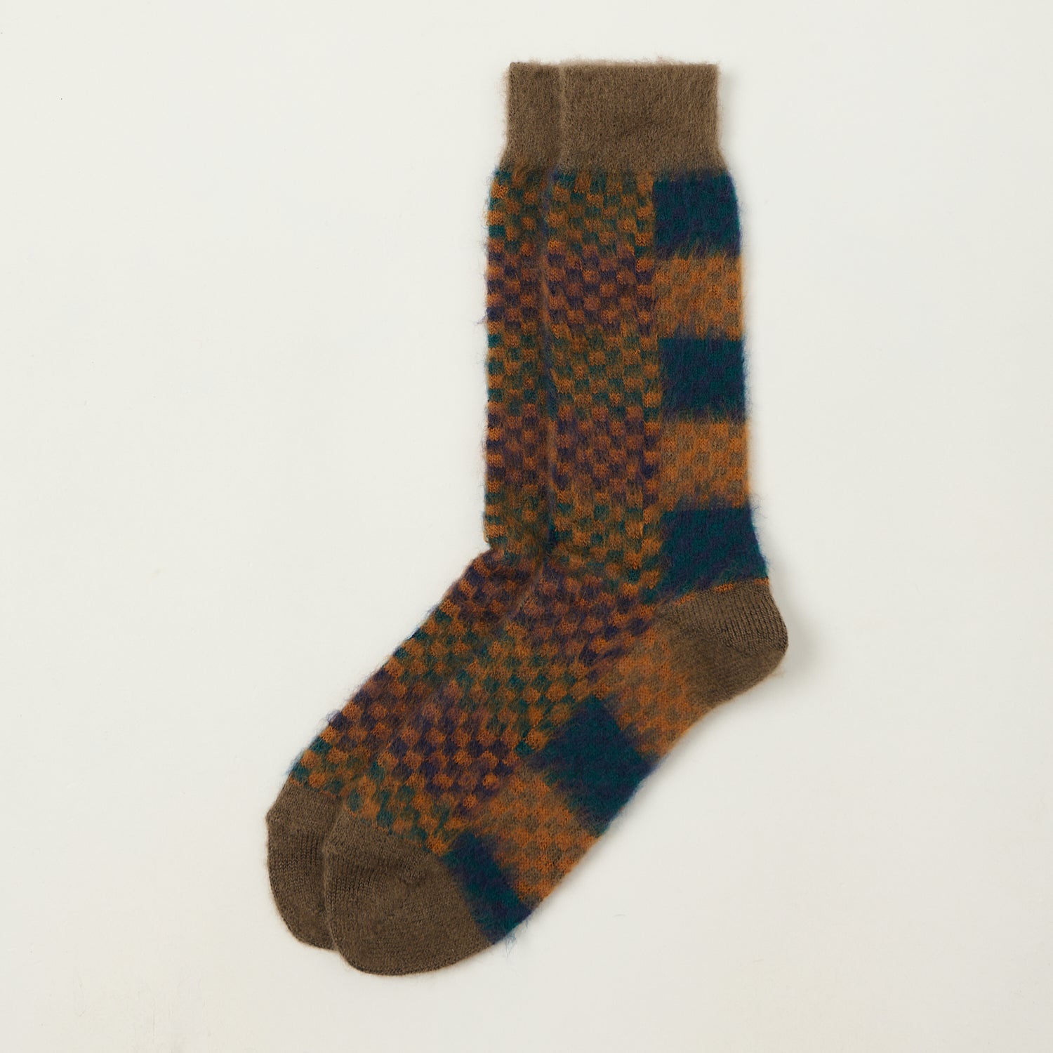 Anonymous Ism Napping Checker Crew Sock - Brown