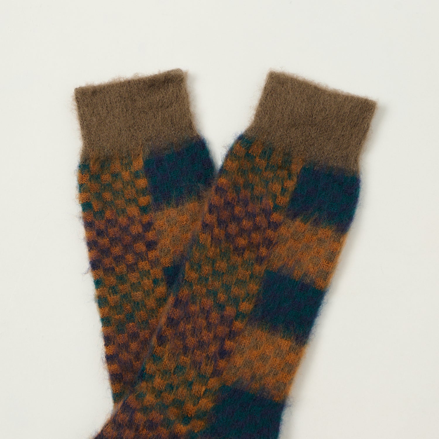 Anonymous Ism Napping Checker Crew Sock - Brown