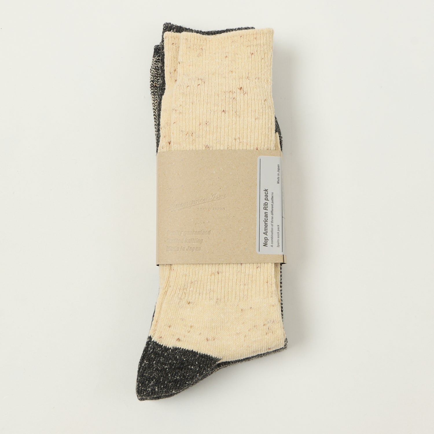 Anonymous Ism Nep American Rib Crew Sock 3 Pack - Charcoal