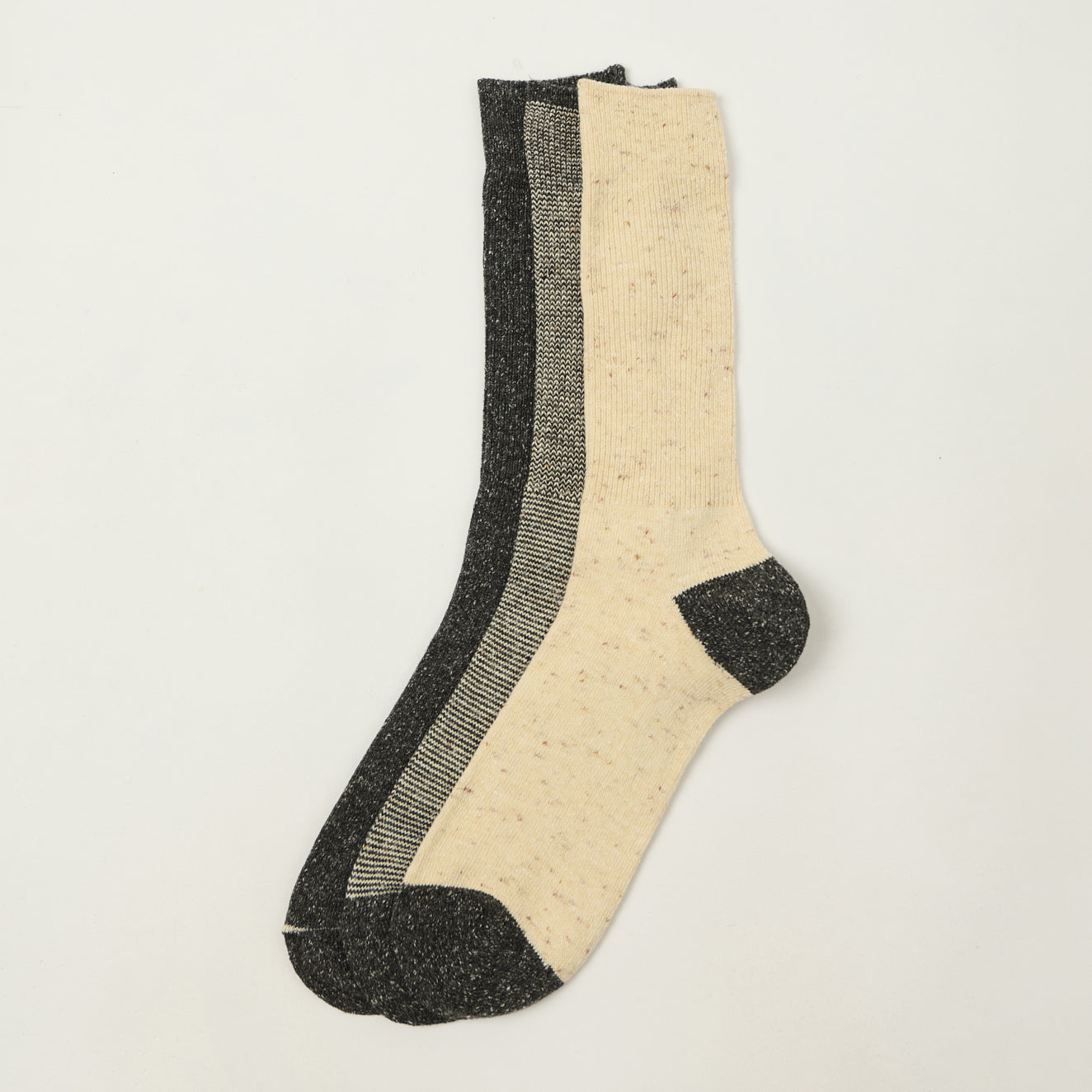 Anonymous Ism Nep American Rib Crew Sock 3 Pack - Charcoal