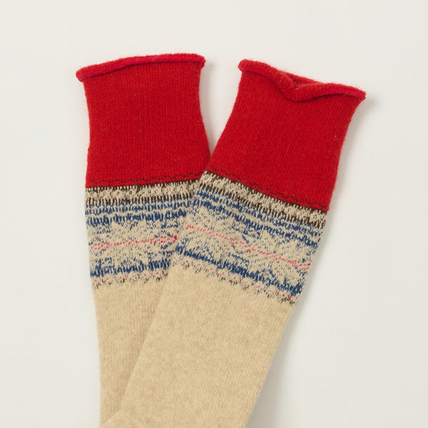 Anonymous Ism Wool Cashmere Pile Snow Crew Sock - Beige