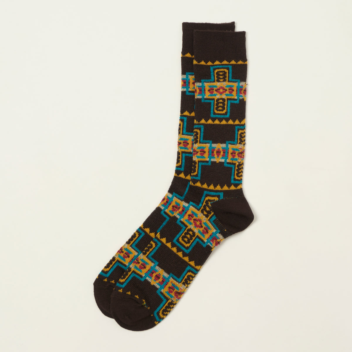 Anonymous Ism Native Pattern Crew Sock - Brown