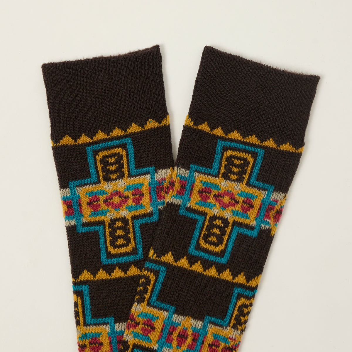 Anonymous Ism Native Pattern Crew Sock - Brown