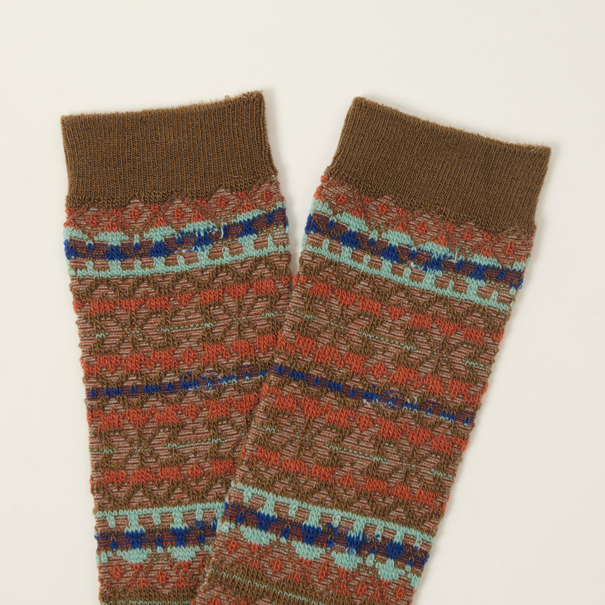 Anonymous Ism Reverse Snow Pattern Jacquard Crew Sock - Brown