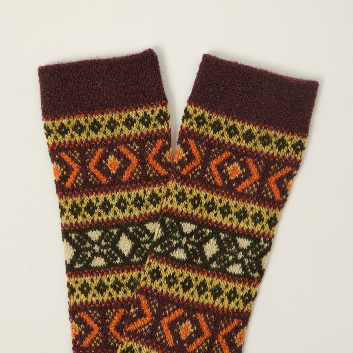 Anonymous Ism Wool Jacquard Crew Sock - Brown