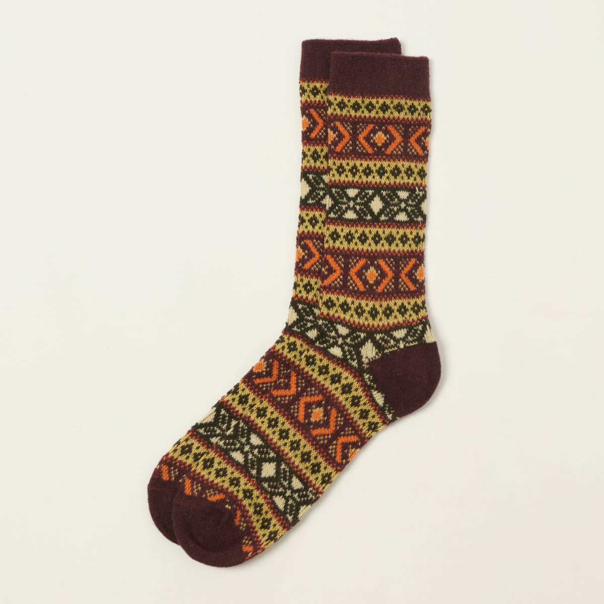 Anonymous Ism Wool Jacquard Crew Sock - Brown