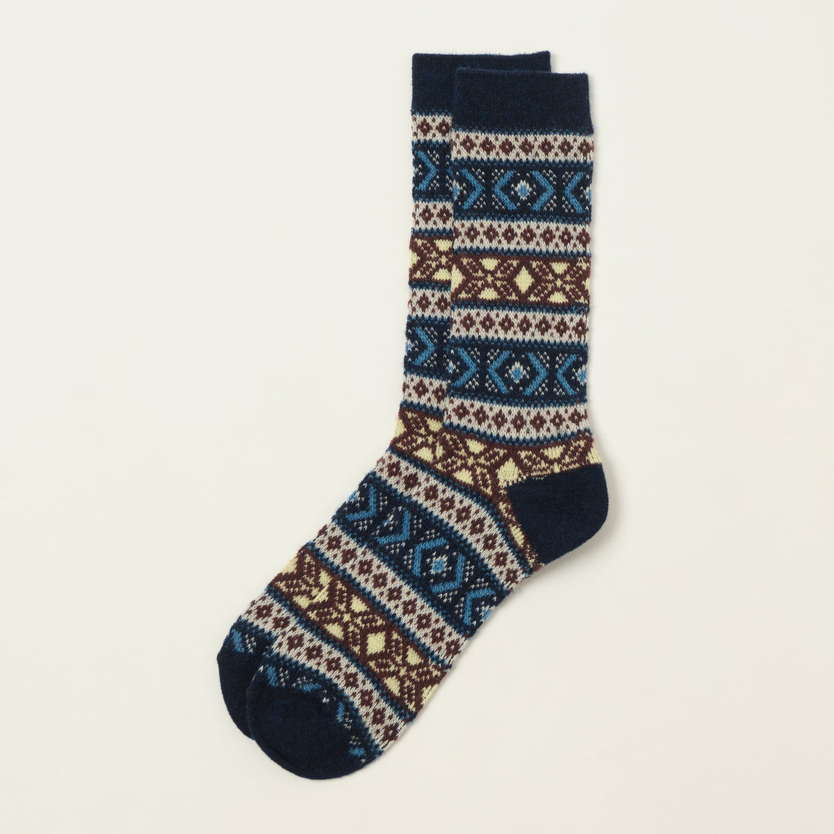 Anonymous Ism Wool Jacquard Crew Sock - Navy