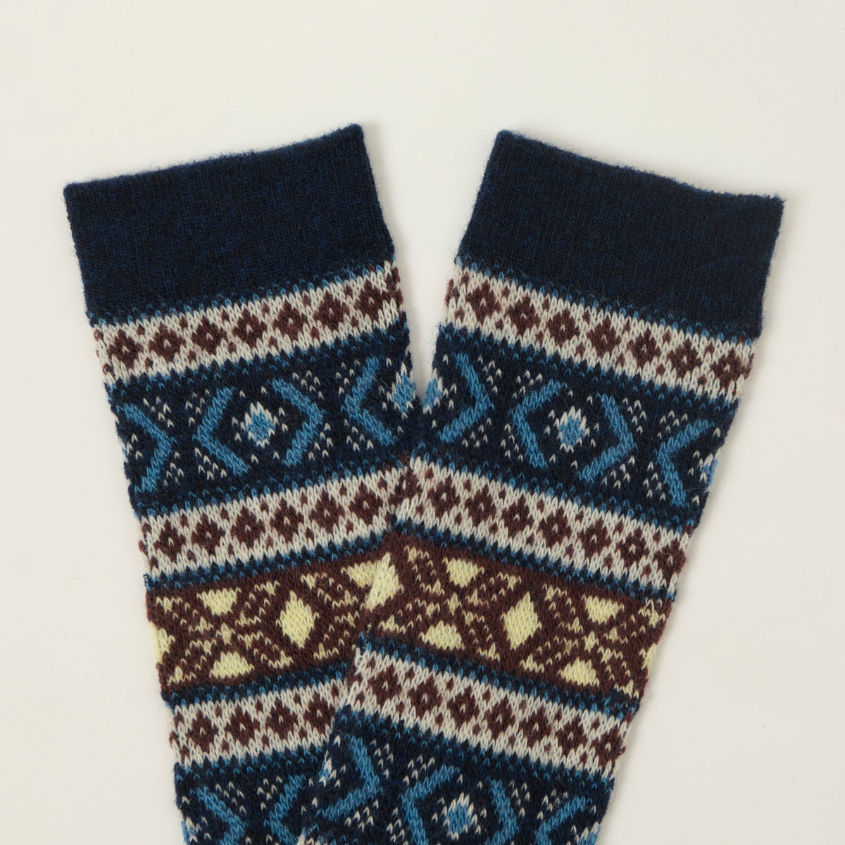 Anonymous Ism Wool Jacquard Crew Sock - Navy