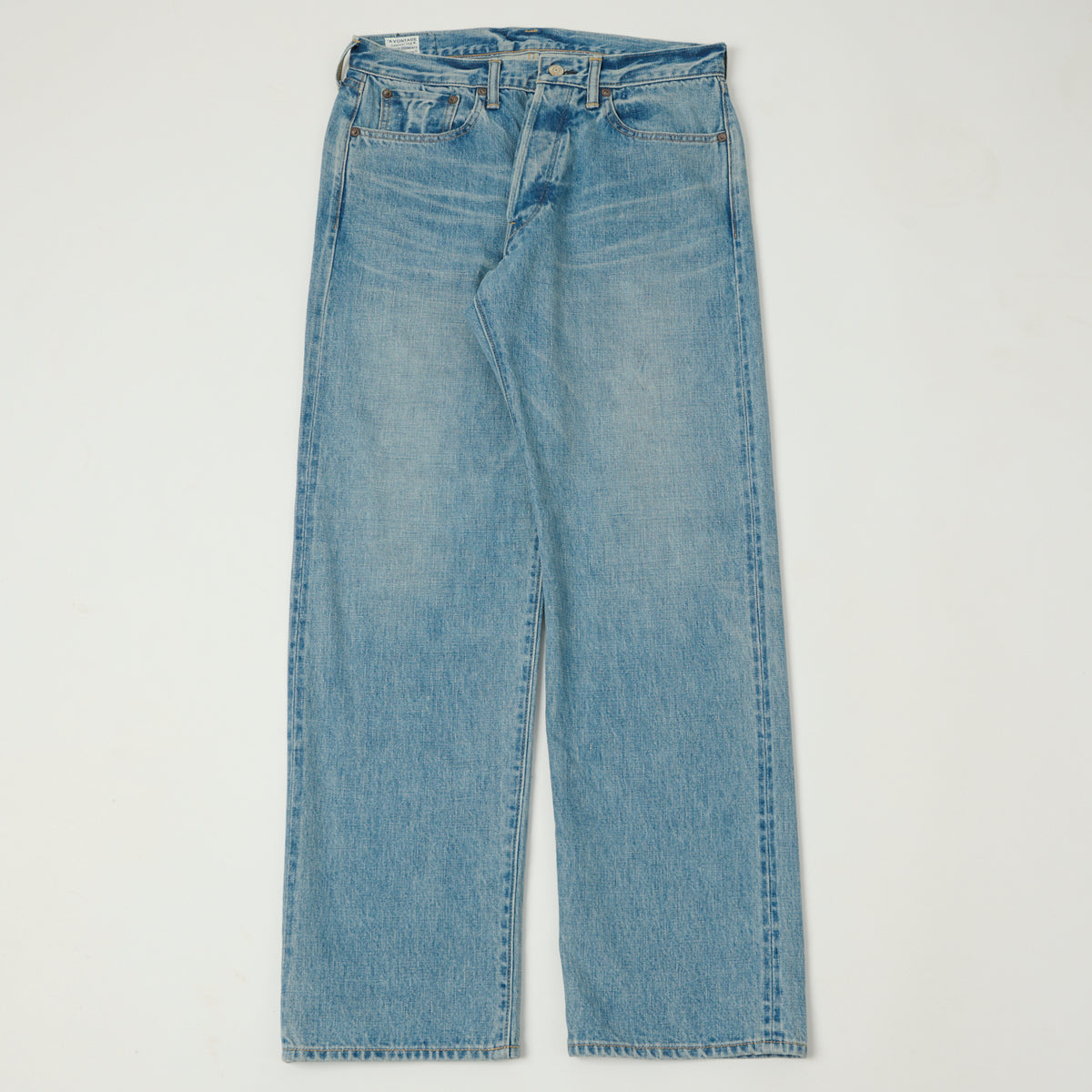 デニム・ジーパン IONSEOUL Rhodia Damage Sand Denim Pants 5JH254 ONI DENIM / 200-14KBE 14oz Indigo x Beige Wide Straight