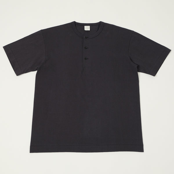 A Vontade S/S Henley T-Shirt - Fade Navy