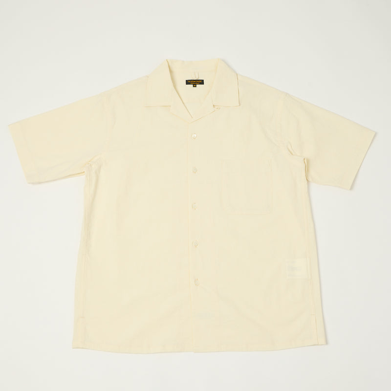 A Vontade S/S Open Collar Shirt - Ecru