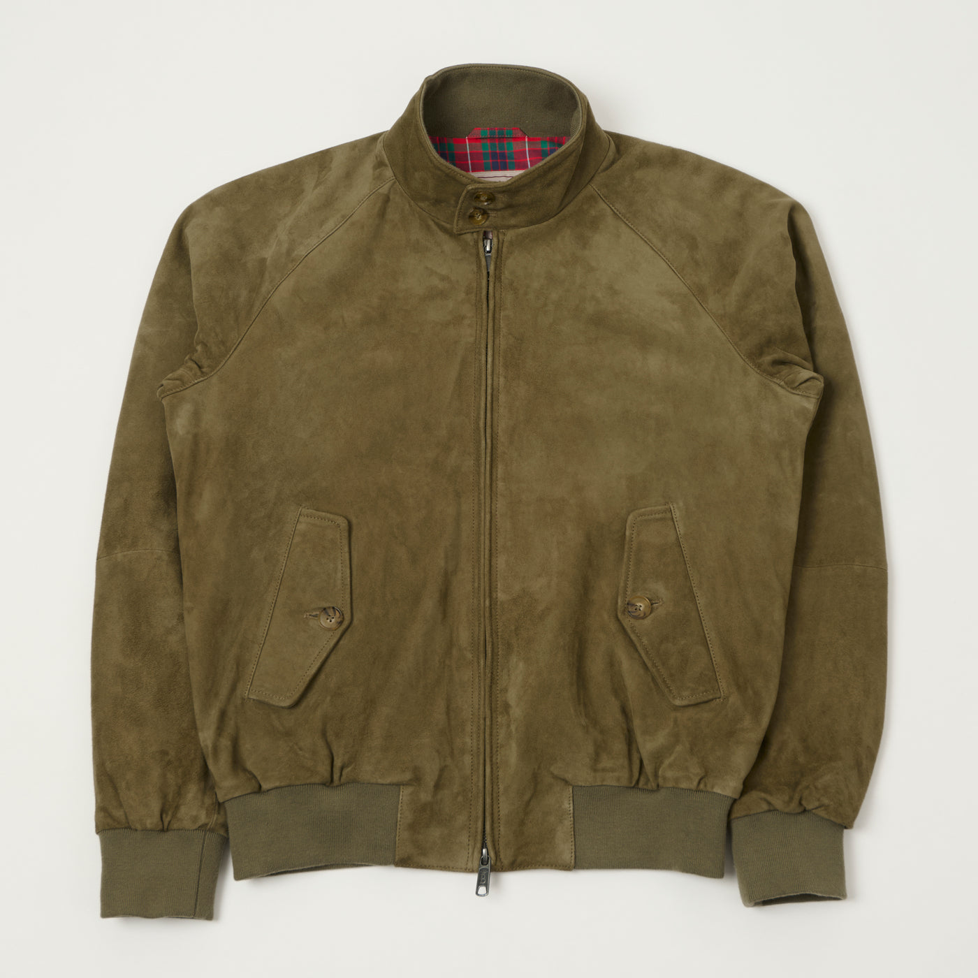 Baracuta G9 Suede Harrington Jacket - Lichen Green