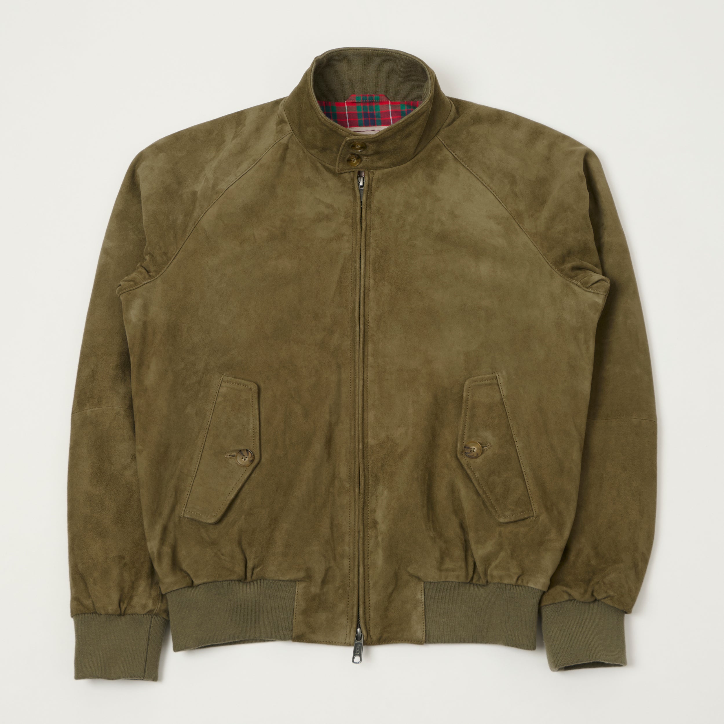 Baracuta G9 Suede Harrington Jacket - Lichen Green