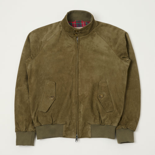 Baracuta G9 Suede Harrington Jacket - Lichen Green