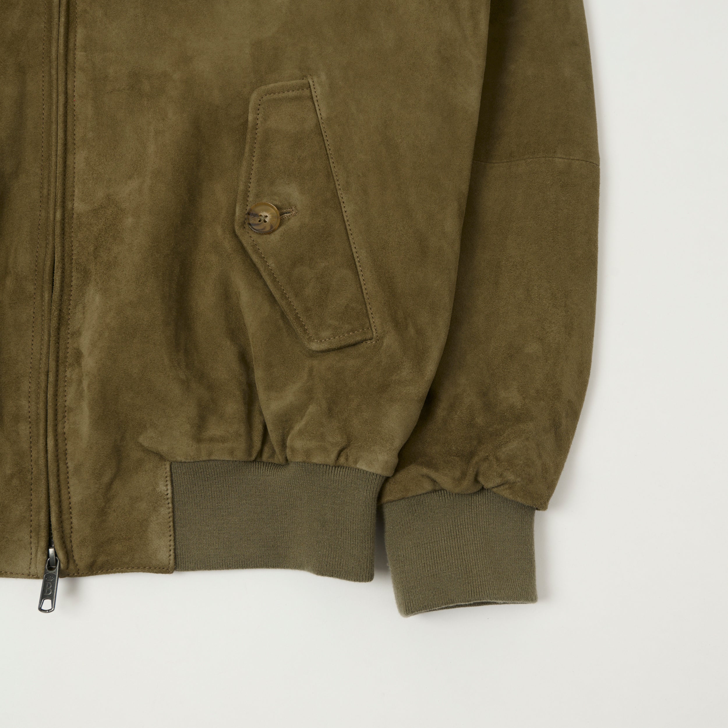 Baracuta G9 Suede Harrington Jacket - Lichen Green