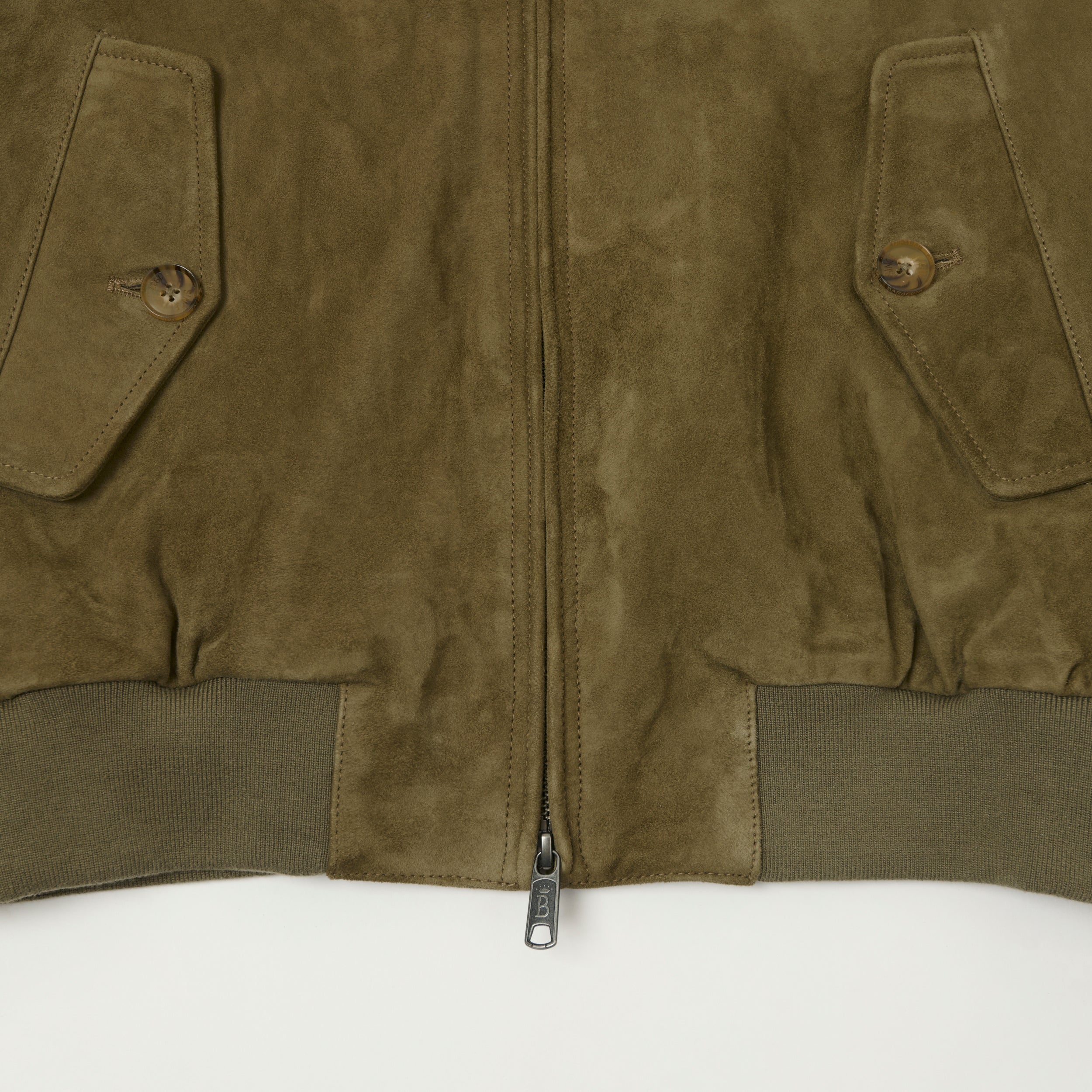 Baracuta G9 Suede Harrington Jacket - Lichen Green