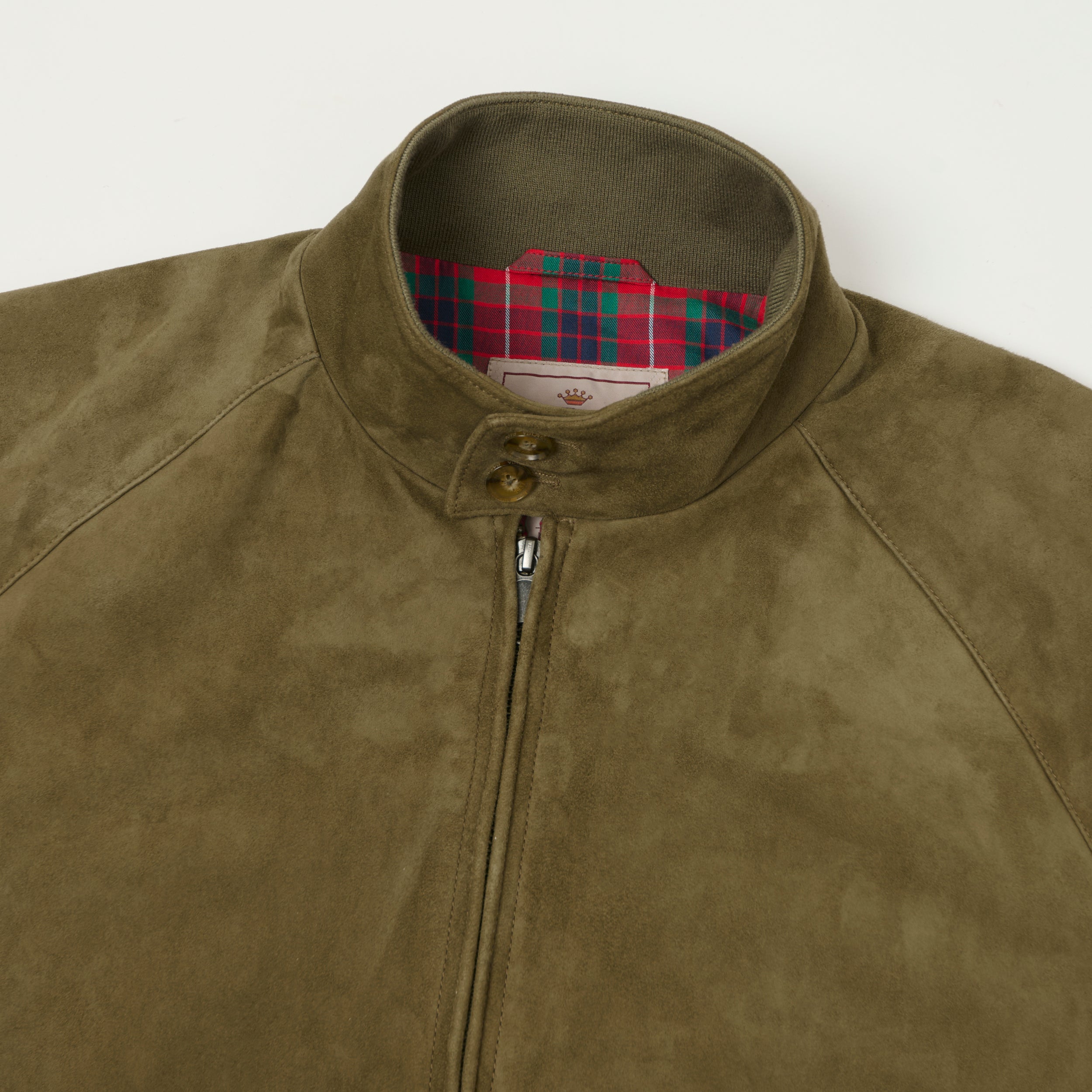 Baracuta G9 Suede Harrington Jacket - Lichen Green