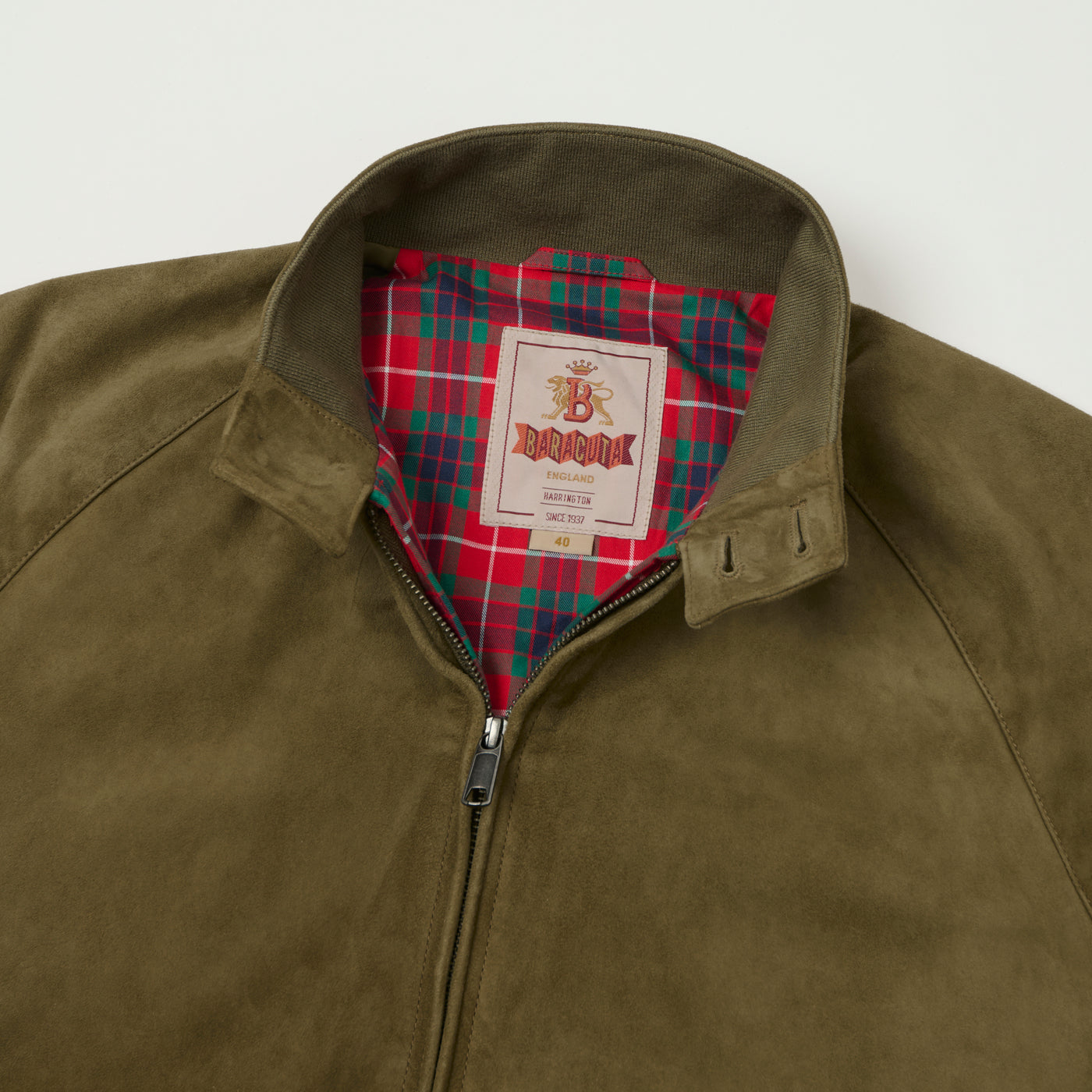 Baracuta G9 Suede Harrington Jacket - Lichen Green