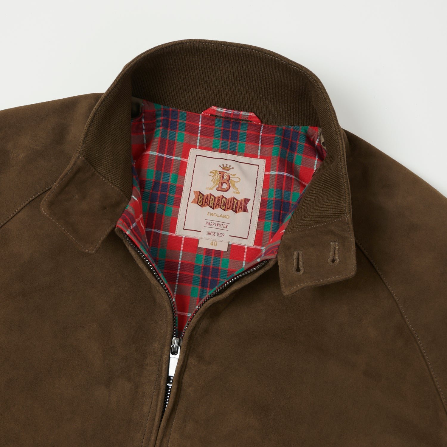 Baracuta G9 Suede Harrington Jacket - Dark Olive – SON OF A STAG