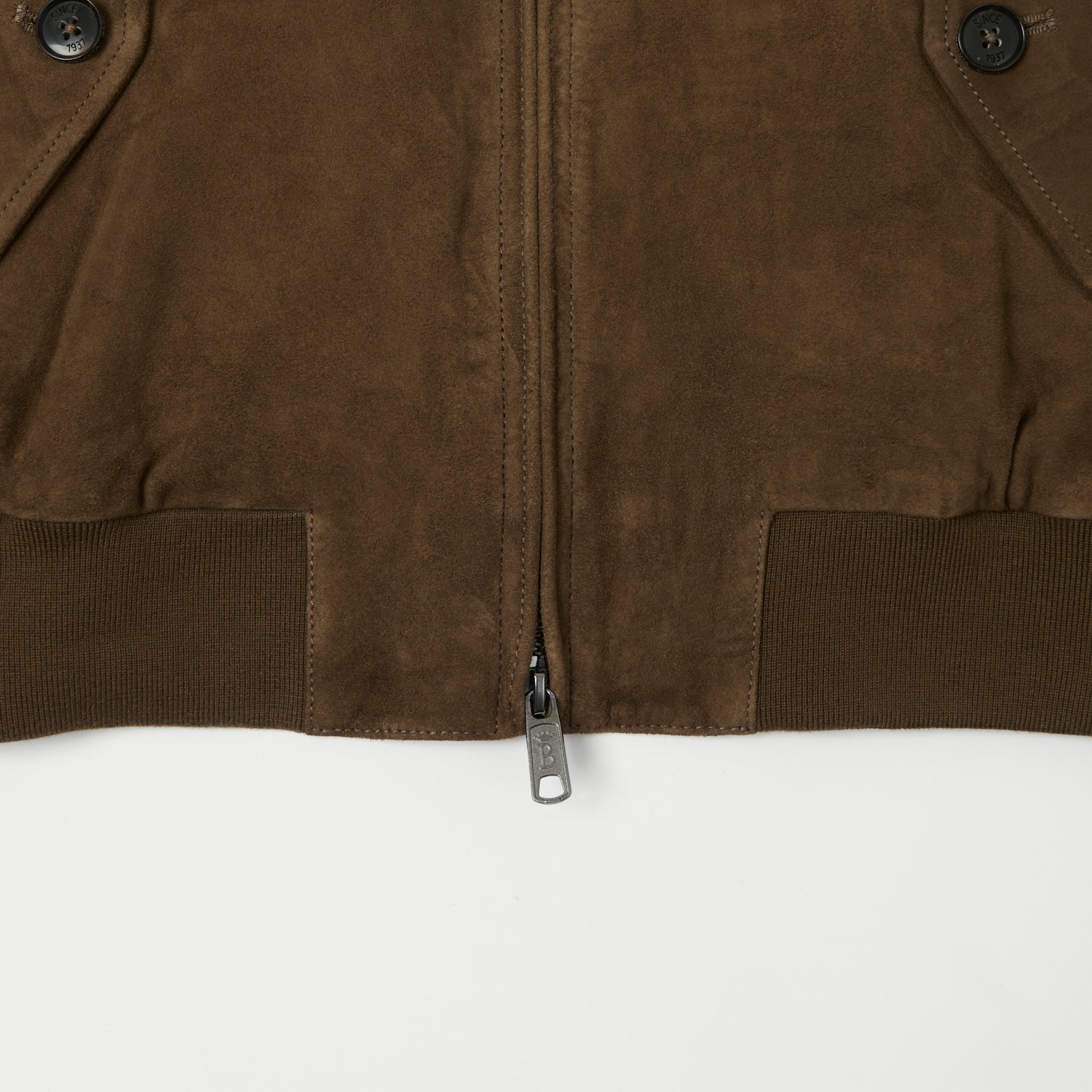Baracuta G9 Suede Harrington Jacket - Dark Olive