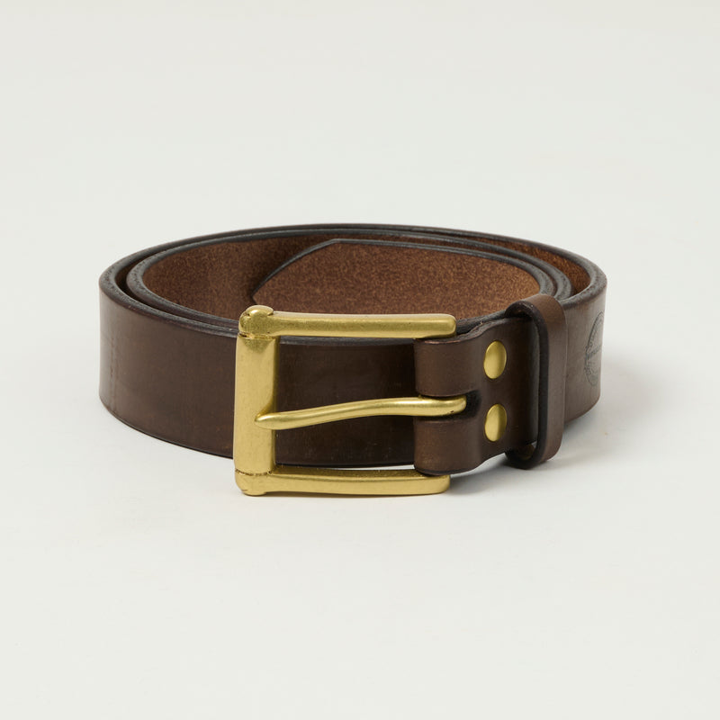 Barnes & Moore 'Garrison' Oak Bark Leather Belt - Conker/Brass