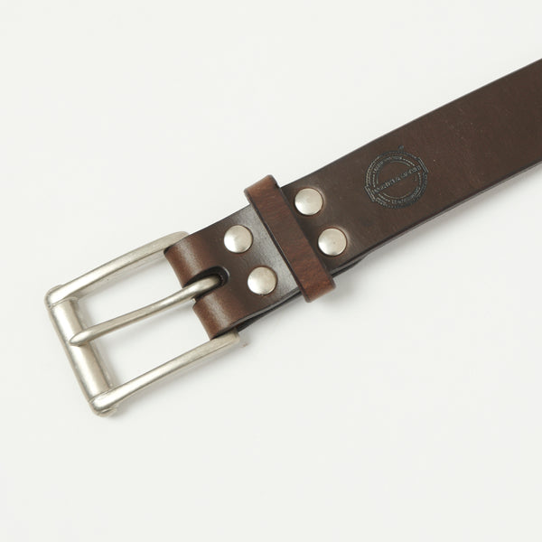 Barnes & Moore 'Garrison' Oak Bark Leather Belt - Conker/Nickel