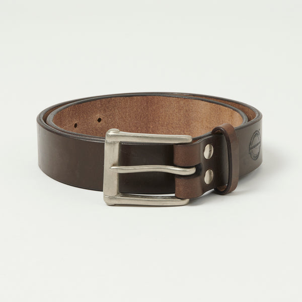 Barnes & Moore 'Garrison' Oak Bark Leather Belt - Conker/Nickel