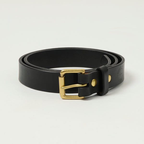 Barnes & Moore Slim Roller Belt - Black/Brass