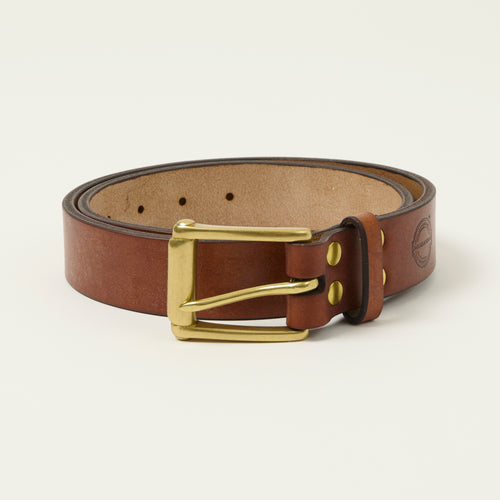 Barnes & Moore 'Garrison' Oak Bark Leather Belt - Dark Stain/Brass