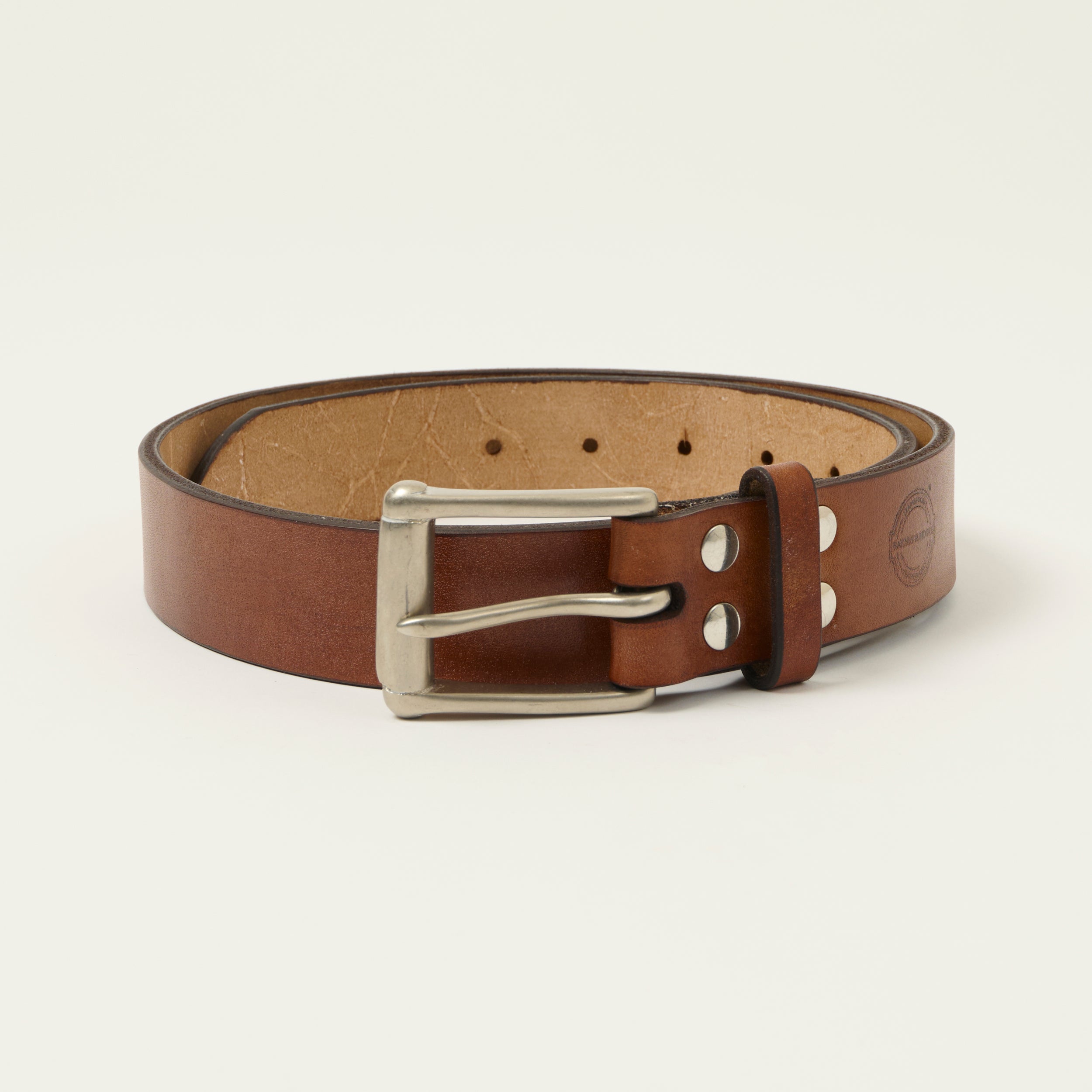 Barnes & Moore 'Garrison' Oak Bark Leather Belt - Dark Stain/Nickel