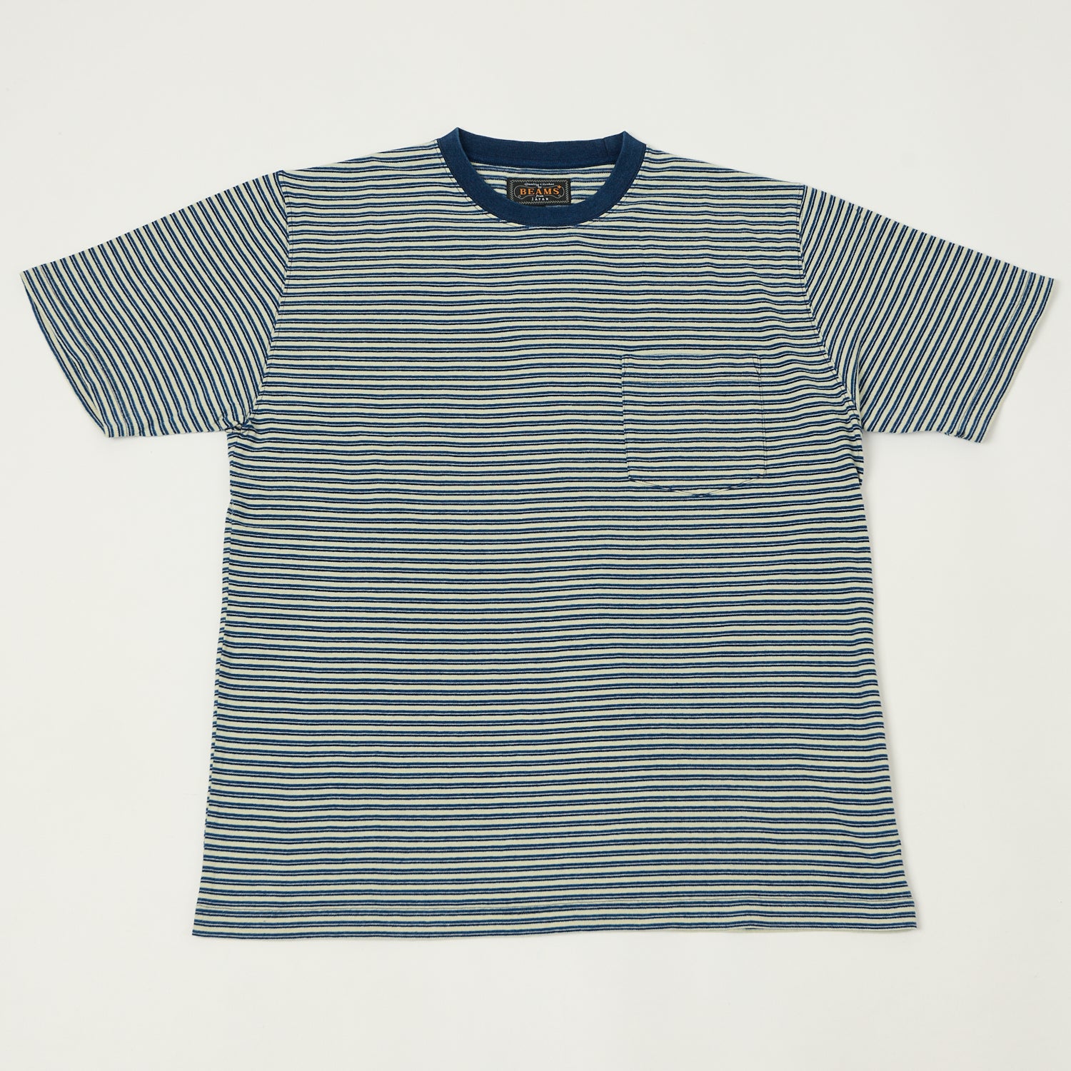 Beams Plus Stripe Pocket T-Shirt - Indigo/Off White