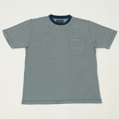 Beams Plus Stripe Pocket T-Shirt - Indigo/Off White
