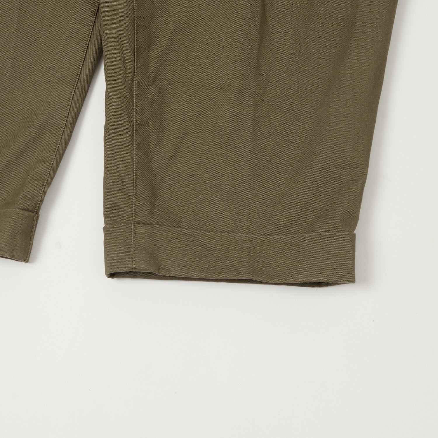 Beams Plus Double Pleat Twill Trousers - Olive