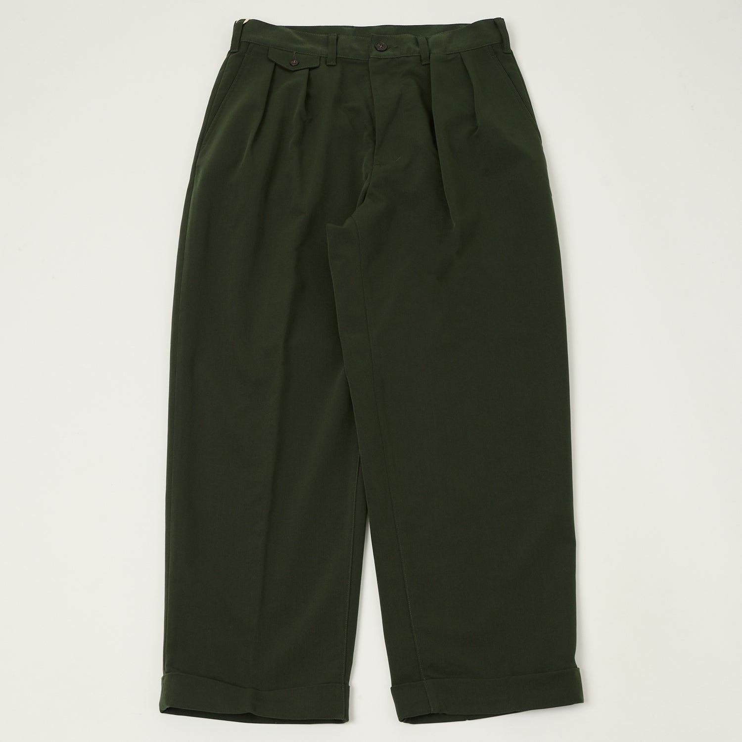 Beams Plus Double Pleat Trousers - Green