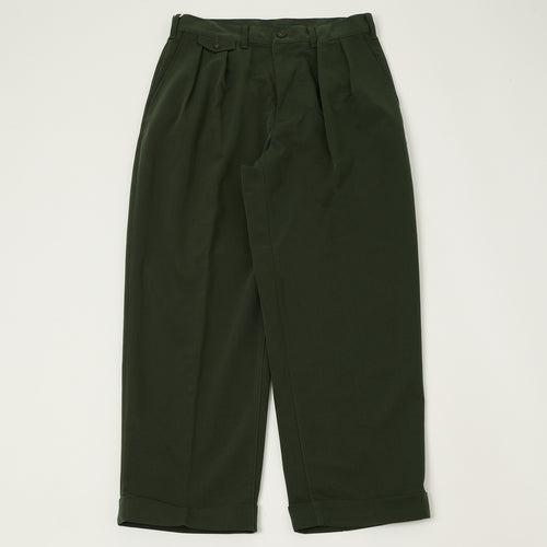 Beams Plus Double Pleat Trousers - Green