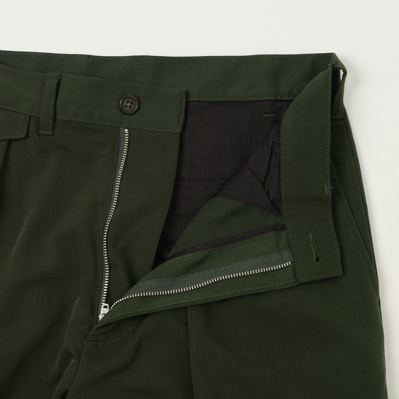 Beams Plus Double Pleat Trousers - Green