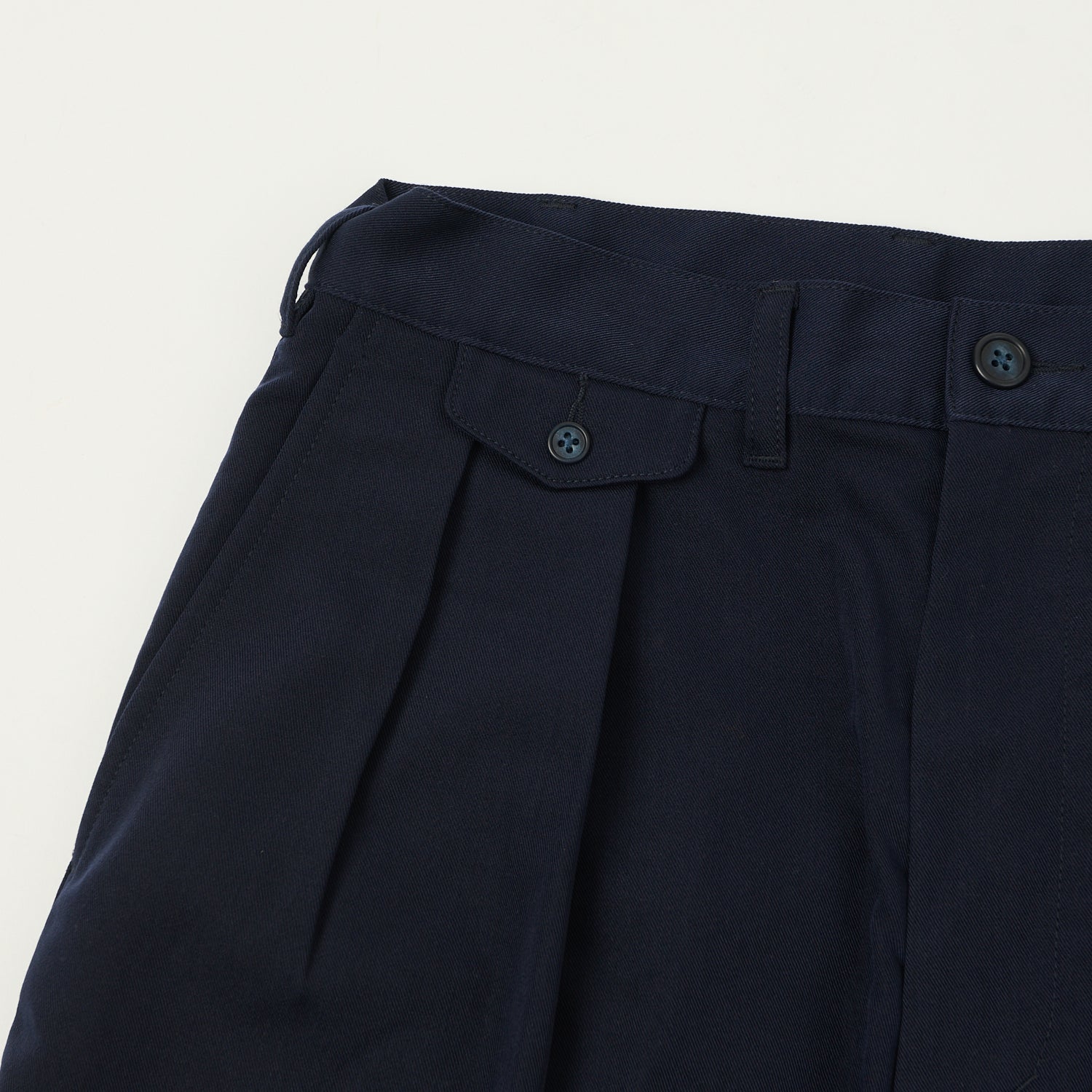 Beams Plus Double Pleat Trousers - Navy