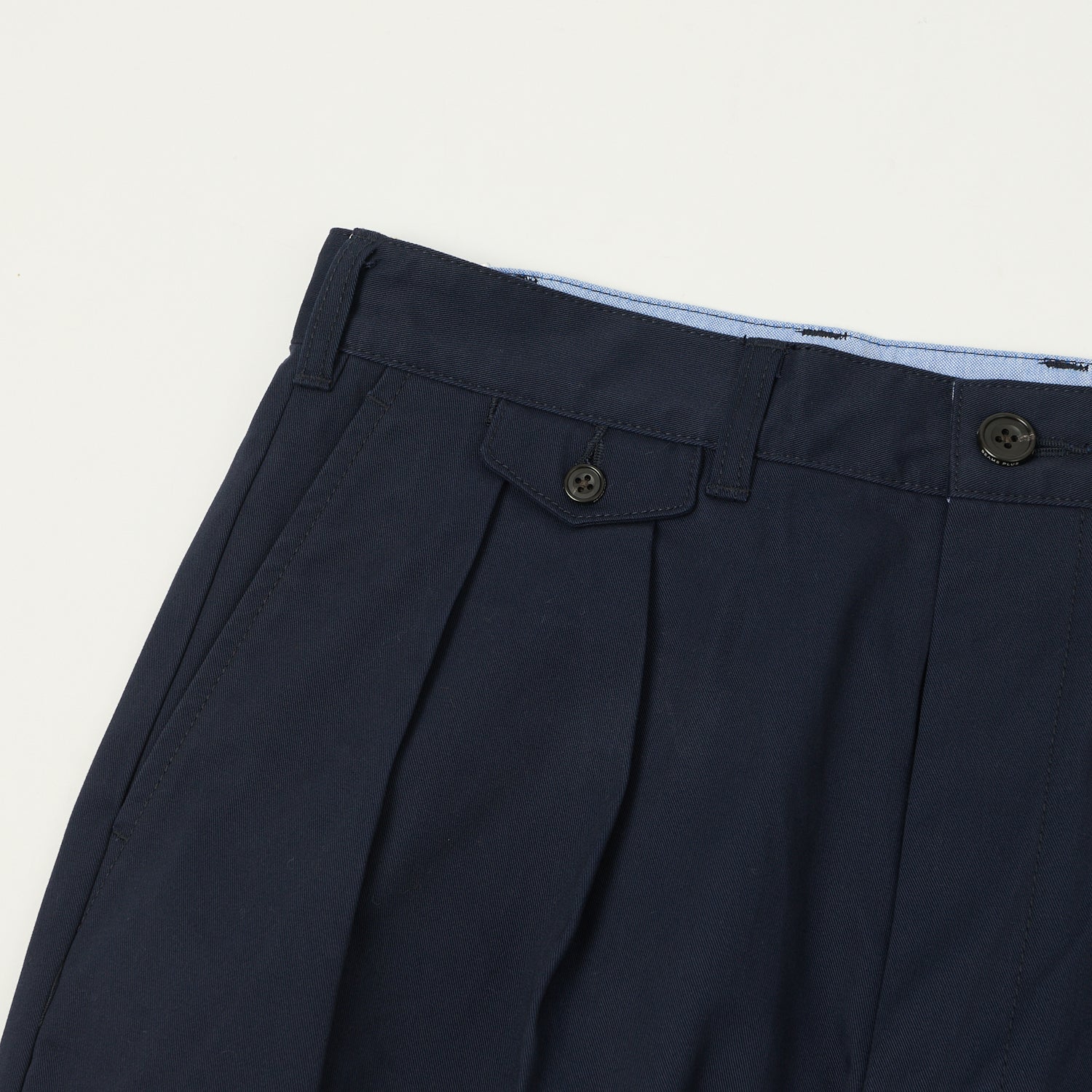 Beams Plus Double Pleat Twill Trousers - Navy