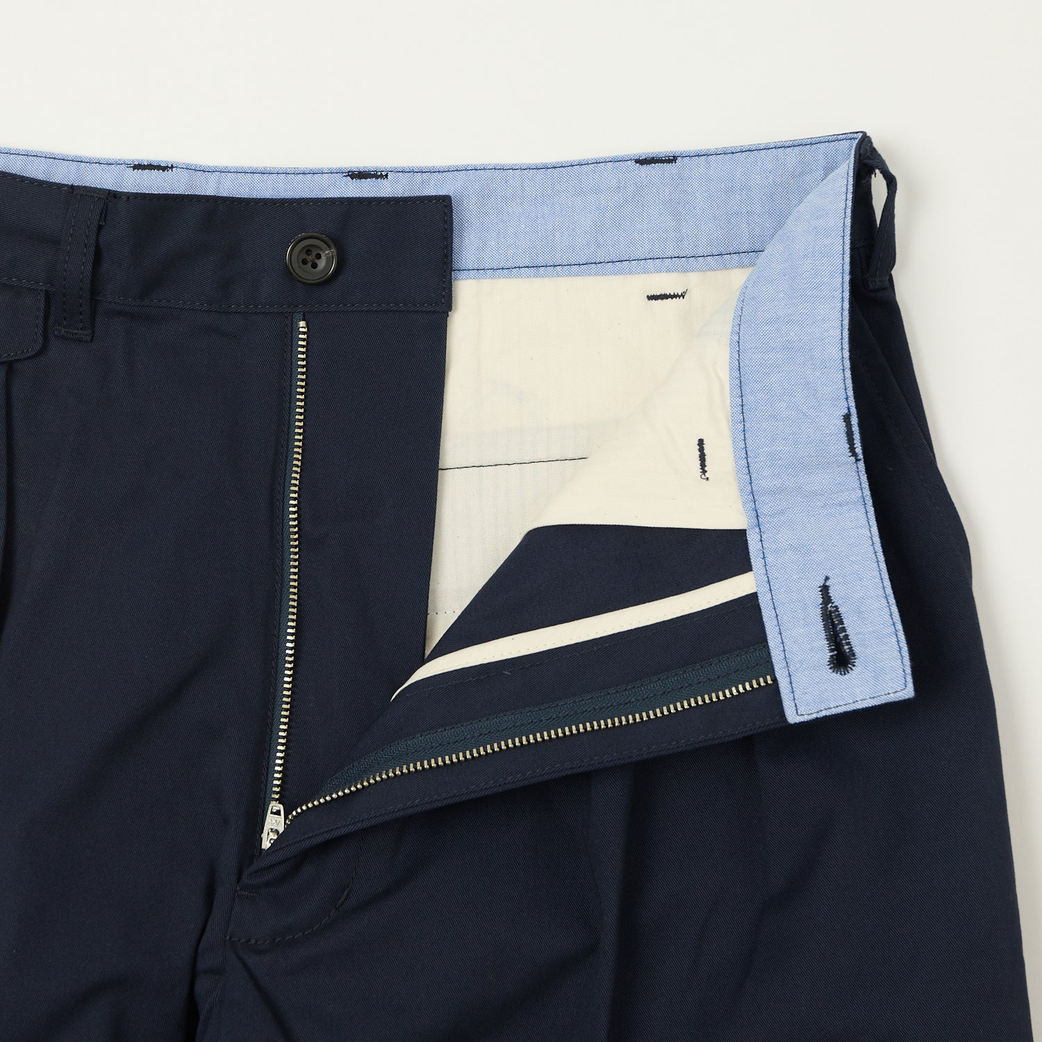 Beams Plus Double Pleat Twill Trousers - Navy