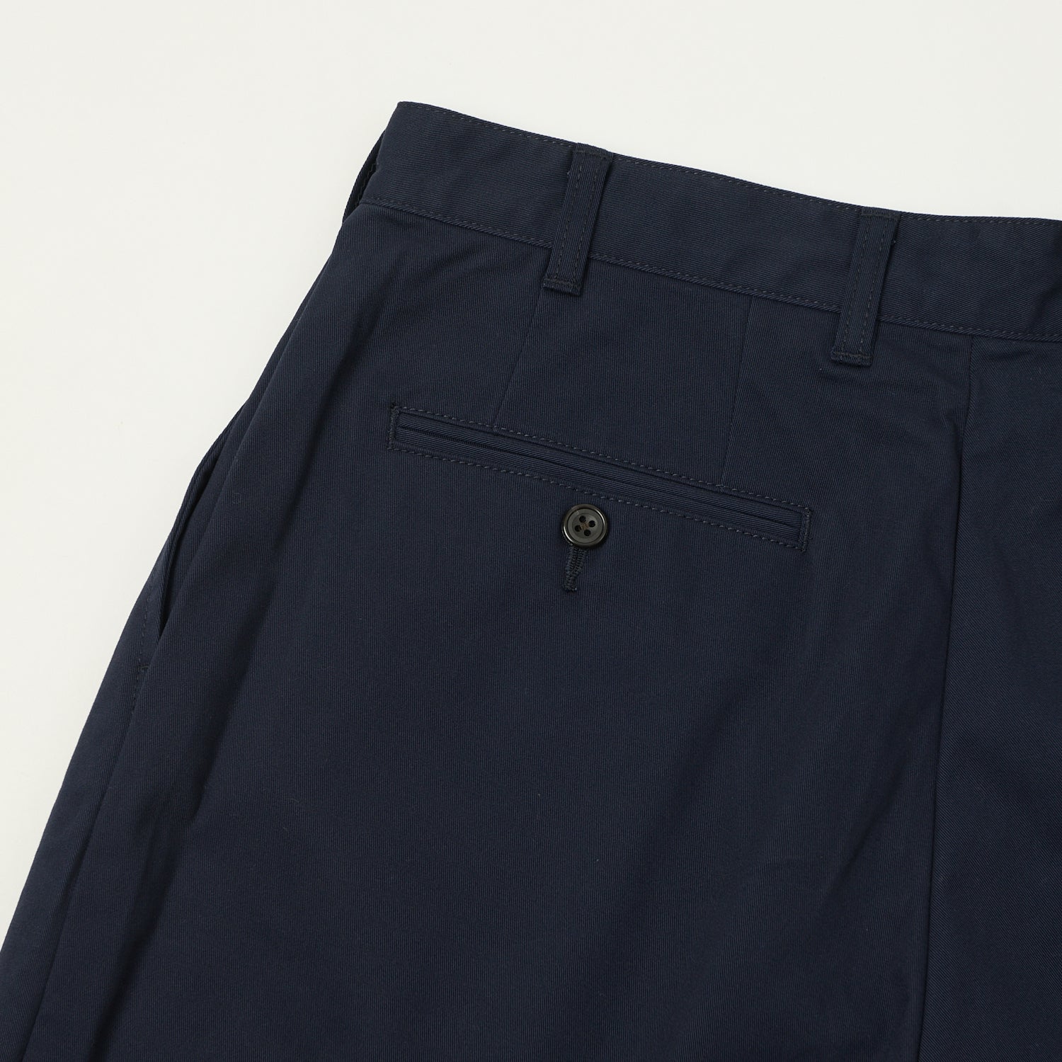 Beams Plus Double Pleat Twill Trousers - Navy