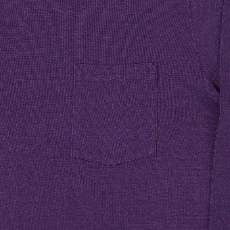 Beams Plus Two Tone Rayon Long Sleeve Pocket T-Shirt - Purple