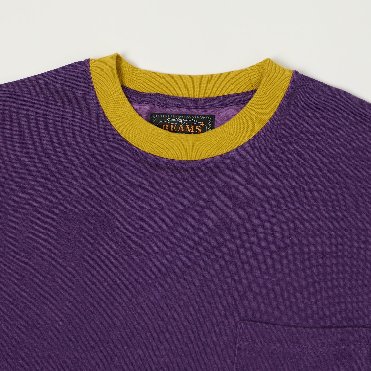 Beams Plus Two Tone Rayon Long Sleeve Pocket T-Shirt - Purple