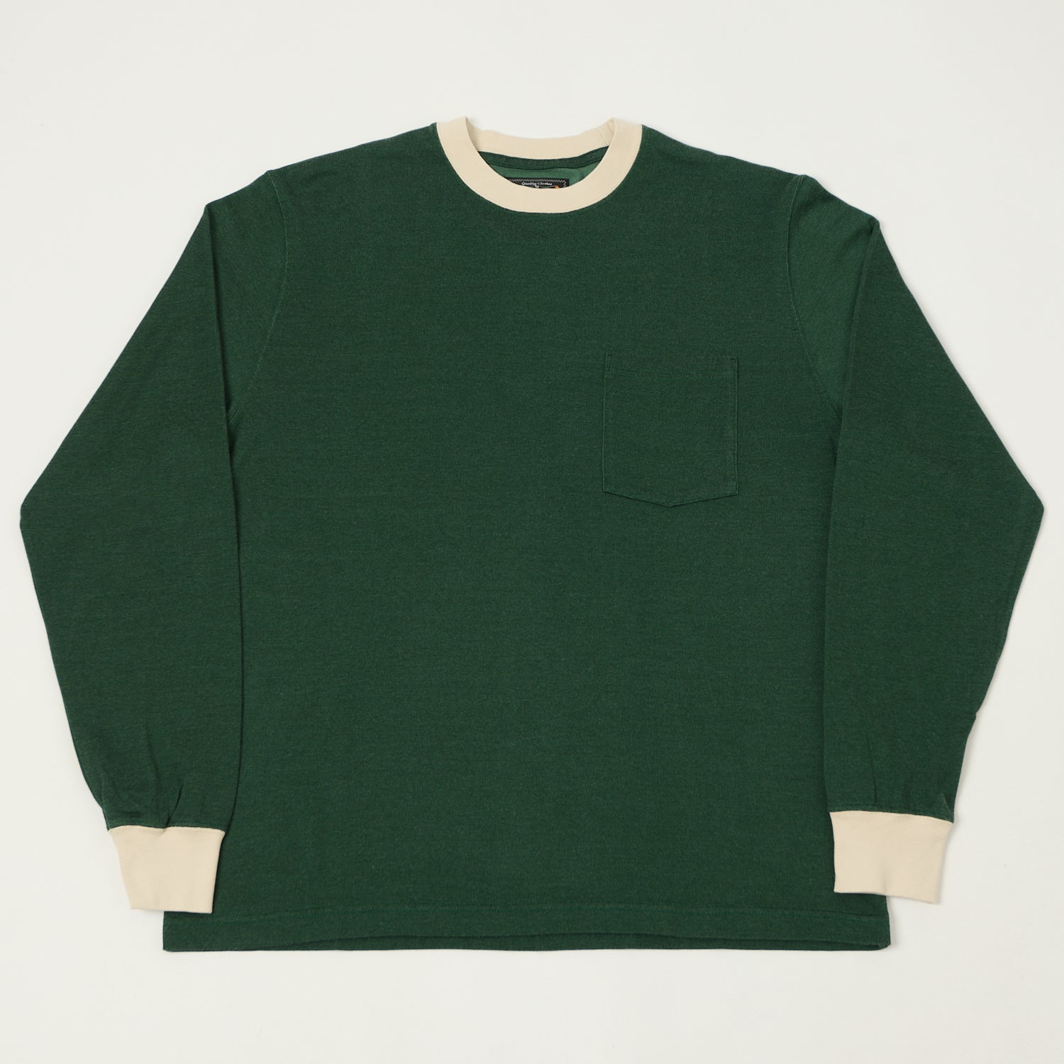 Beams Plus Two Tone Rayon Long Sleeve Pocket T-Shirt - Green