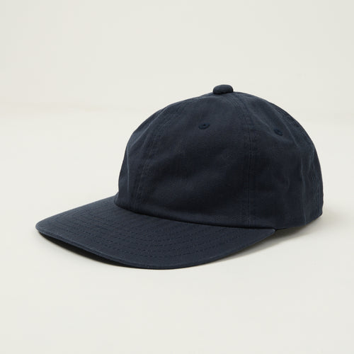 Beams Plus Herringbone Twill Six Panel Baseball Cap - Navy