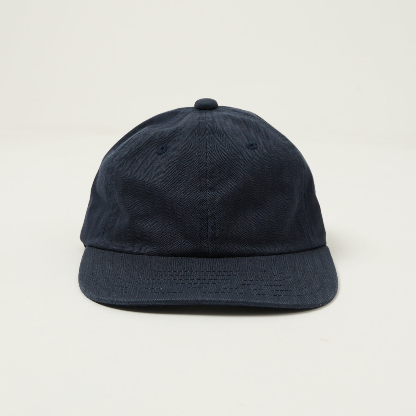 Beams Plus Herringbone Twill Six Panel Baseball Cap - Navy