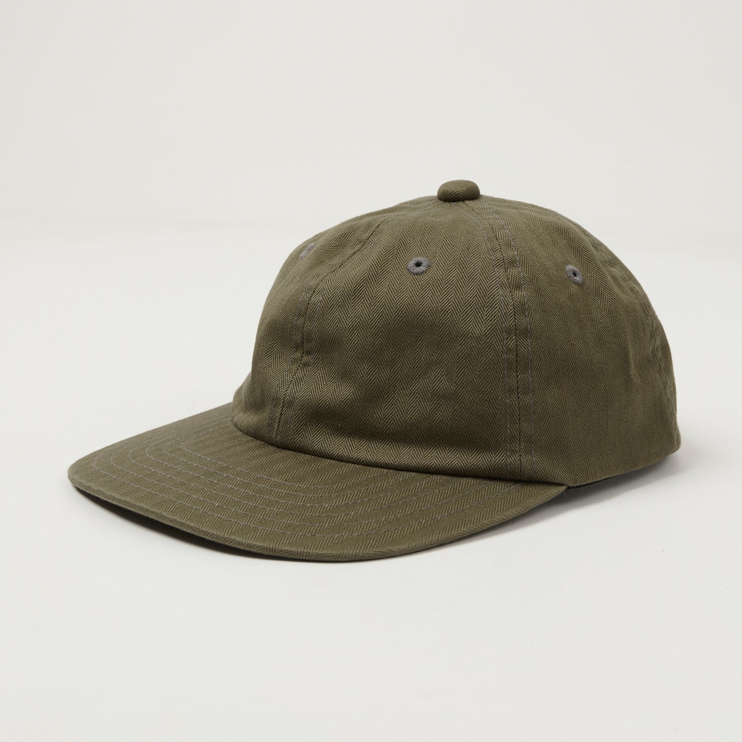 Beams Plus Herringbone Twill Six Panel Baseball Cap - Olive