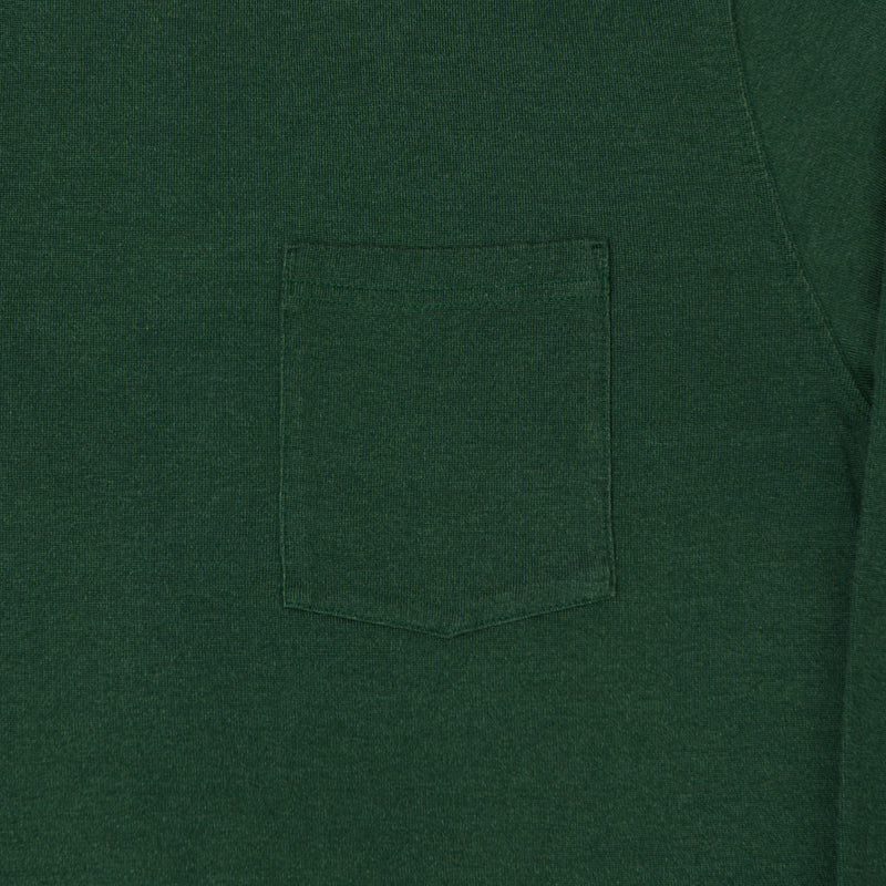 Beams Plus Two Tone Rayon Long Sleeve Pocket T-Shirt - Green