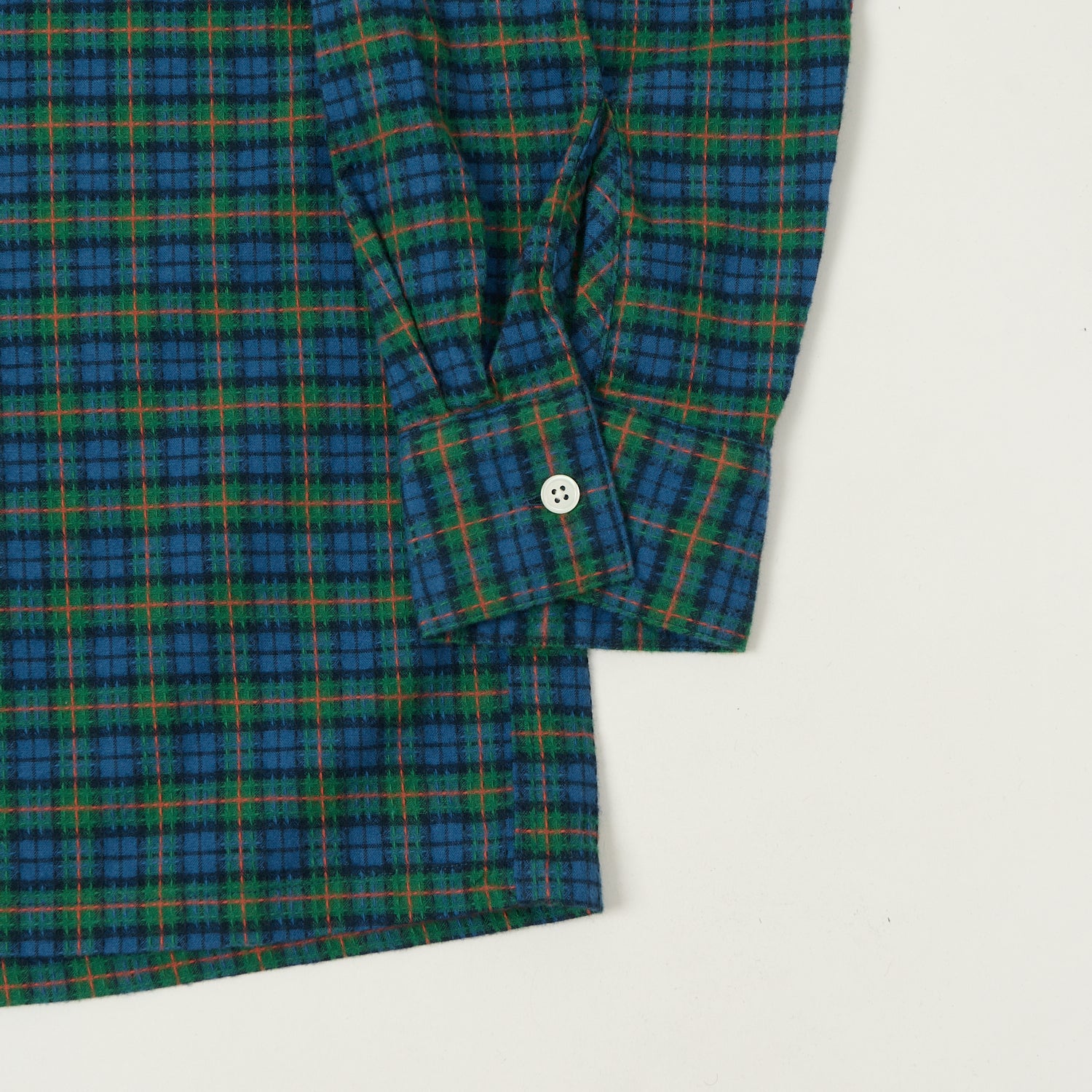Beams Plus Open Dobby Check Button Down Shirt - Green/Blue